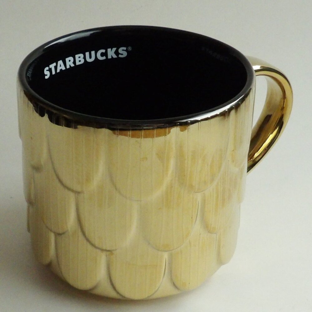 Starbucks 2019 Holiday Metallic Gold Scales Coffee Mug 14 oz. - Picture 5 of 8
